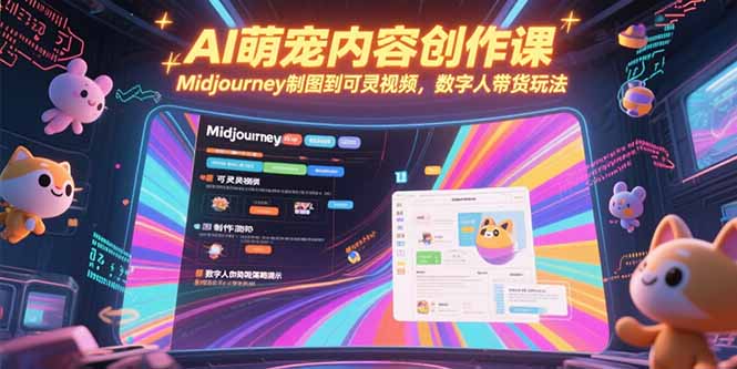 AI萌宠内容创作课，Midjourney制图到可灵视频，数字人带货玩法-优创项目网