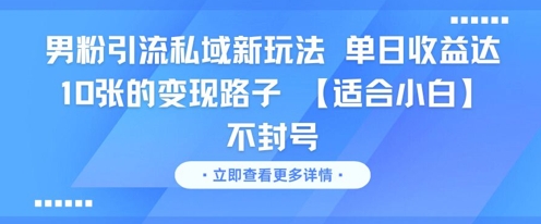 男粉引流私域新玩法，单日收益达10张的变现路子 【适合小白】不封号-优创项目网