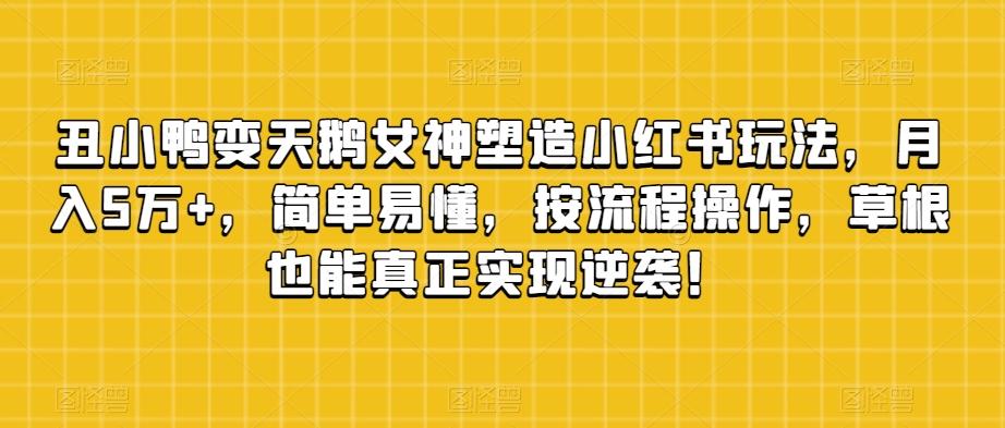 丑小鸭变天鹅女神塑造小红书玩法，月入5万+，简单易懂，按流程操作，草根也能真正实现逆袭！-优创项目网