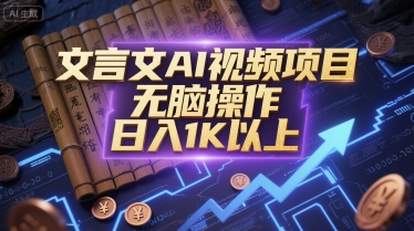 文言文AI视频项目，无脑操作，日入1K以上-优创项目网