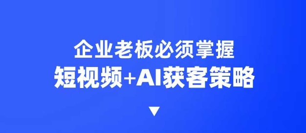 企业短视频AI获客霸屏流量课，6步短视频+AI突围法，3大霸屏抢客策略-优创项目网