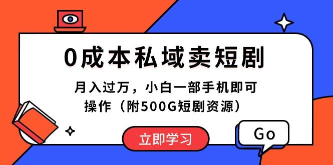 0成本私域卖短剧，月入过万，小白一部手机即可操作(附500G短剧资源-优创项目网