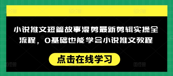 小说推文短篇故事混剪最新剪辑实操全流程，0基础也能学会小说推文教程，肯干多发日入多张-优创项目网
