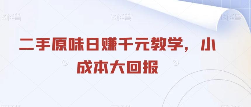 二手原味日赚千元教学，小成本大回报-优创项目网