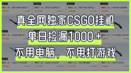 真全网独家CSGO挂G，单日捡漏1k+【揭秘】-优创项目网
