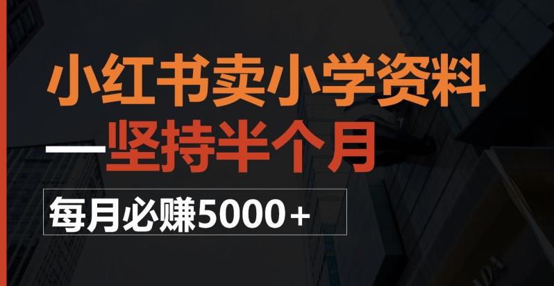 小红书卖小学资料，一坚持半个月，每月必赚5000+-优创项目网