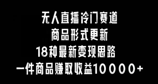 无人直播冷门赛道，商品形式更新，18种变现思路，一件商品赚取收益10000+【揭秘】-优创项目网