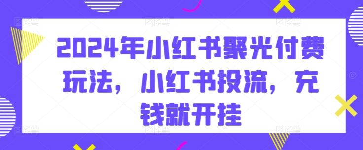 2024年小红书聚光付费玩法，小红书投流，充钱就开挂-优创项目网