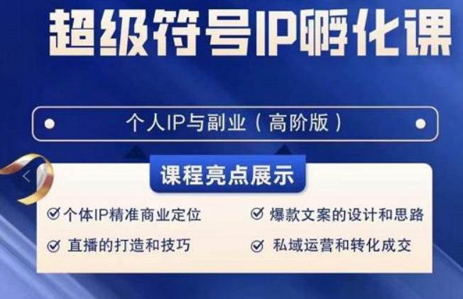 超级符号IP孵化高阶课，建立流量思维底层逻辑，打造属于自己IP（51节课）-优创项目网