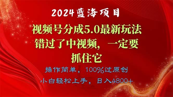 2024蓝海项目，视频号分成计划5.0最新玩法，错过了中视频，一定要抓住…-优创项目网