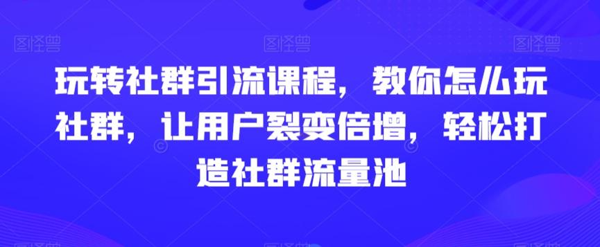 玩转社群引流课程，教你怎么玩社群，让用户裂变倍增，轻松打造社群流量池-优创项目网