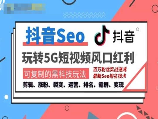 抖音SEO引流培训课程-抓住抖音风口，实现搜索排名，获取精准流量，快速成交变现-优创项目网