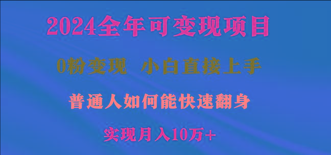 2024全年可变现项目，一天收益至少2000+，小白上手快，普通人就要利用互…-优创项目网