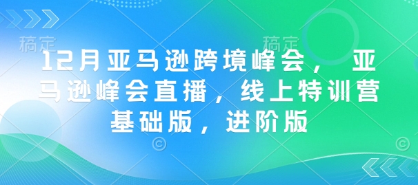 12月亚马逊跨境峰会， 亚马逊峰会直播，线上特训营基础版，进阶版-优创项目网