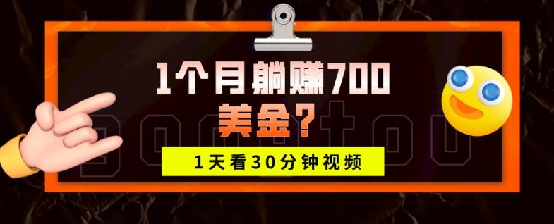 1天看30分钟视频，1个月躺赚700美金？-优创项目网