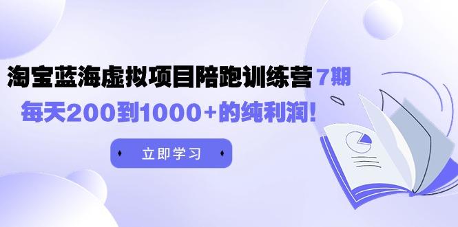 (9541期)黄岛主《淘宝蓝海虚拟项目陪跑训练营7期》每天200到1000+的纯利润-优创项目网