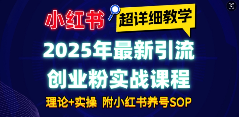 2025年最新小红书引流创业粉实战课程【超详细教学】小白轻松上手，月入1W+，附小红书养号SOP-优创项目网