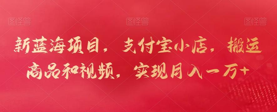 新蓝海项目，支付宝小店，搬运商品和视频，实现月入一万+【揭秘】-优创项目网