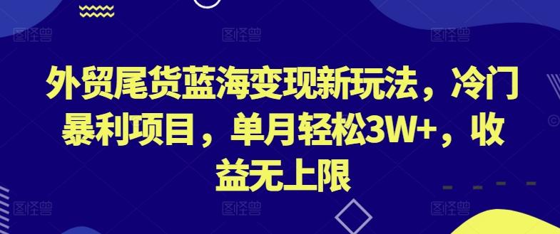 外贸尾货蓝海变现新玩法，冷门暴利项目，单月轻松3W+，收益无上限【揭秘】-优创项目网