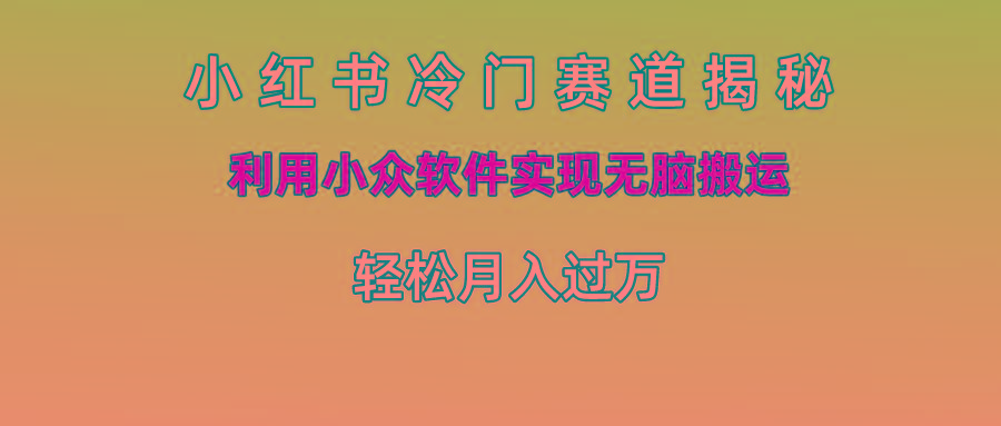 小红书冷门赛道揭秘,利用小众软件实现无脑搬运，轻松月入过万-优创项目网