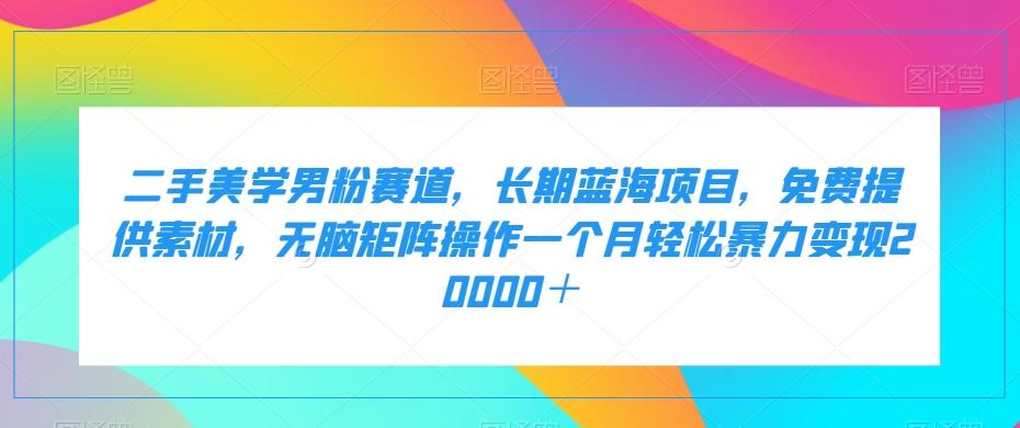 二手美学男粉赛道，长期蓝海项目，无脑矩阵操作一个月轻松暴力变现20000＋-优创项目网