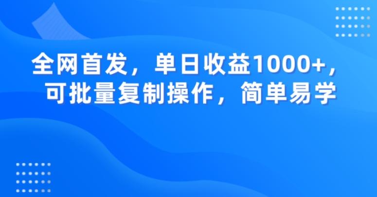 全网首发，单日收益1000+，可批量复制操作，简单易学【揭秘】-优创项目网