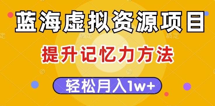 蓝海虚拟资源项目，提升记忆力方法，多种变现方式，轻松月入1w+【揭秘】-优创项目网