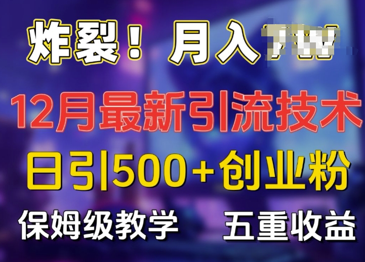 炸裂!揭秘12月最新日引流500+精准创业粉，多重收益保姆级教学-优创项目网