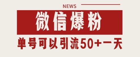 微信爆粉，私域暴力引流打法日引千粉 单号日进50+【揭秘】-优创项目网