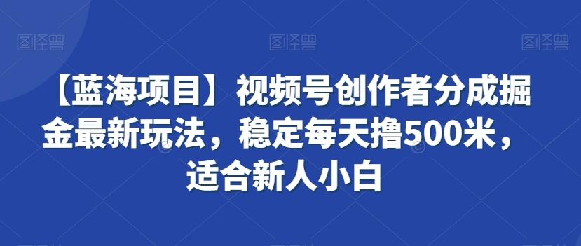 【蓝海项目】视频号创作者分成掘金最新玩法，稳定每天撸500米，适合新人小白【揭秘】-优创项目网