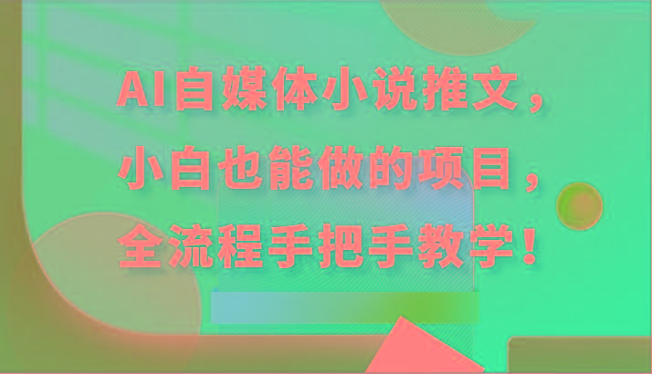 AI自媒体小说推文，小白也能做的项目，全流程手把手教学！-优创项目网