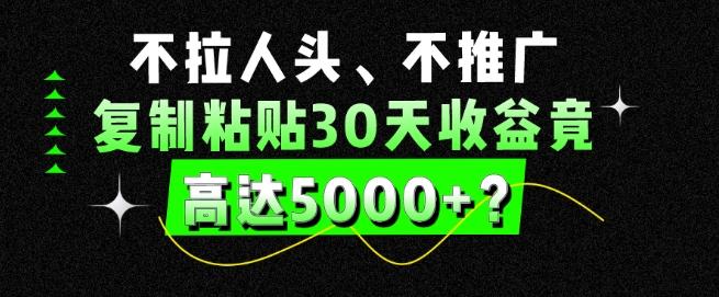 不拉人头、不推广，复制粘贴30天收益竟高达5000+？-优创项目网