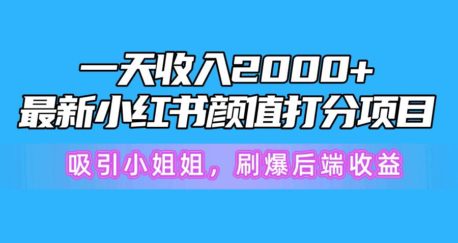 一天收入2000+，最新小红书颜值打分项目，吸引小姐姐，刷爆后端收益-优创项目网