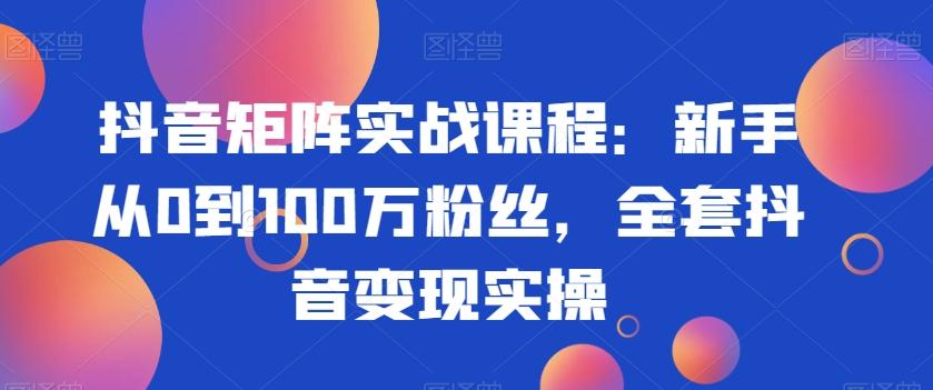 抖音矩阵实战课程：新手从0到100万粉丝，全套抖音变现实操-优创项目网
