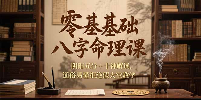 零基础八字命理课，阴阳五行+十神解读，通俗易懂拒绝假大空教学-优创项目网