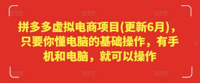 拼多多虚拟电商项目(更新6月)，只要你懂电脑的基础操作，有手机和电脑，就可以操作-优创项目网