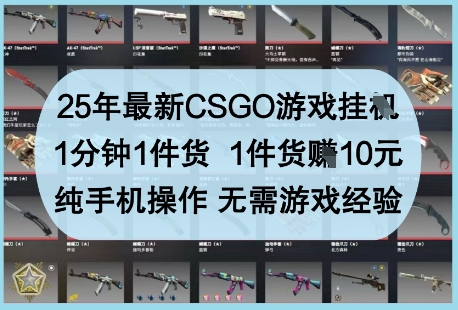 25年最新CSGO游戏挂G，1分钟1件货，1件货挣10元，纯手机操作，无需游戏经验【揭秘】-优创项目网
