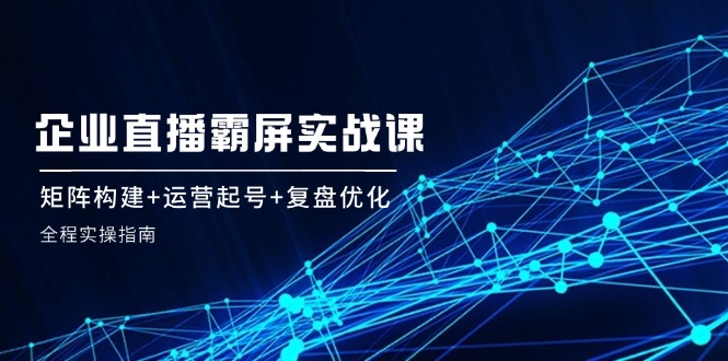企业直播霸屏实战课：矩阵构建+运营起号+复盘优化，全程实操指南-优创项目网