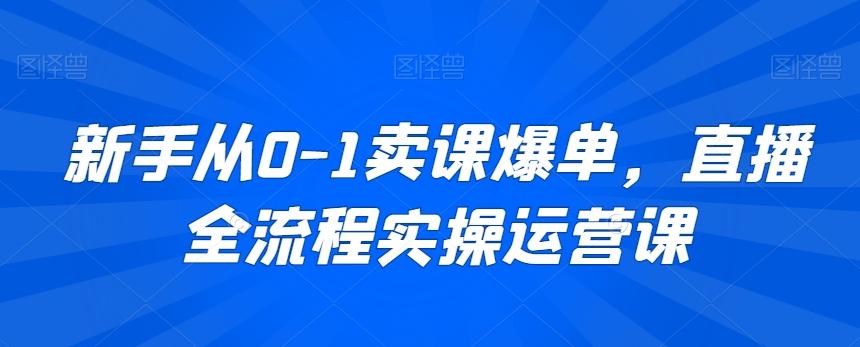新手从0-1卖课爆单，直播全流程实操运营课-优创项目网