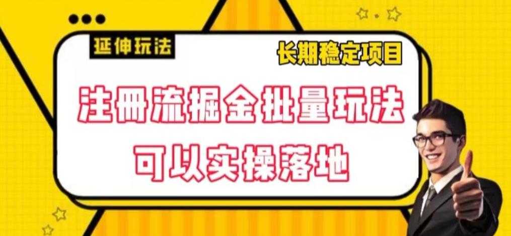 注册流掘金批量玩法，可以实操落地【揭秘】-优创项目网