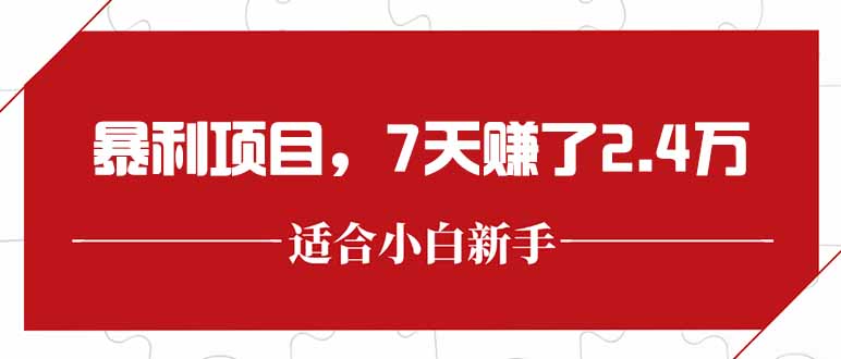 最新暴利项目，每单收益轻松在300以上，7天赚了2.4万-优创项目网