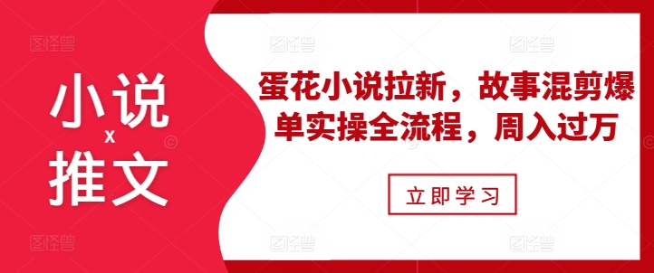 小说推文之蛋花小说拉新，故事混剪爆单实操全流程，周入过万-优创项目网