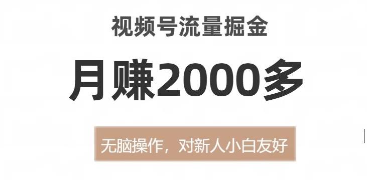 视频号流量掘金，无脑操作，对新人小白友好，月赚2000多【揭秘】-优创项目网