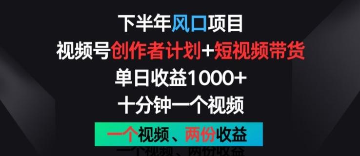 下半年风口项目，视频号创作者计划+视频带货，一个视频两份收益，十分钟一个视频【揭秘】-优创项目网