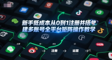 新手低成本从0到1注册并搭建多账号全平台矩阵操作教学，手机号-邮箱-IP-工具-优创项目网