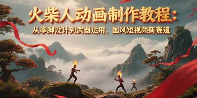 图片[1]-火柴人动画制作教程：从拳脚设计到武器运用，国风短视频新赛道-优创项目网