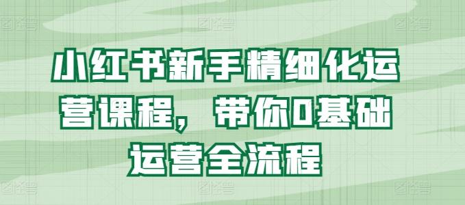 小红书新手精细化运营课程，带你0基础运营全流程-优创项目网