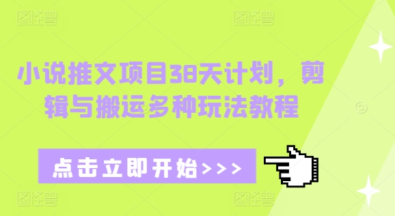 小说推文项目38天计划，剪辑与搬运多种玩法教程-优创项目网