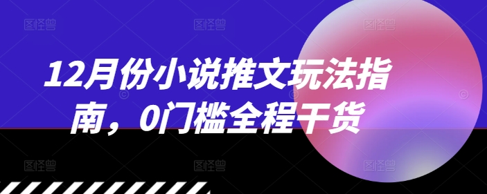 12月份小说推文玩法指南，0门槛全程干货-优创项目网