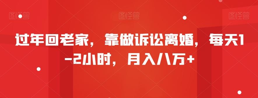 过年回老家，靠做诉讼离婚，每天1-2小时，月入八万+-优创项目网